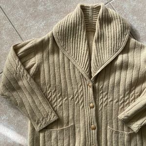 Vintage Cashmere Escada Cowl Neck Shrug Cable Knit Cardigan